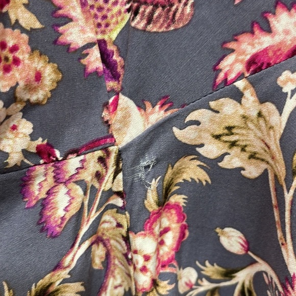 Dear John Blouse Floral Peasant Tie Front Ruffled Collar Smocked Balloon Sleeves - Picture 11 of 12